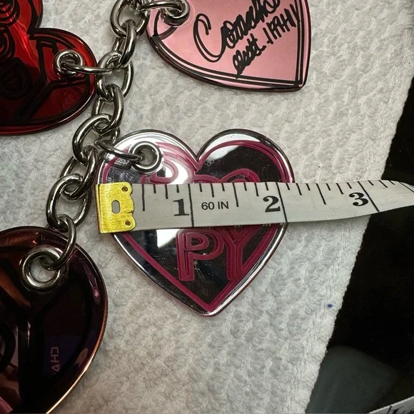 NWOT Coach poppy keychain/bag-charm Red heart Shaped Charms Pink, Red, White - Picture 8 of 12